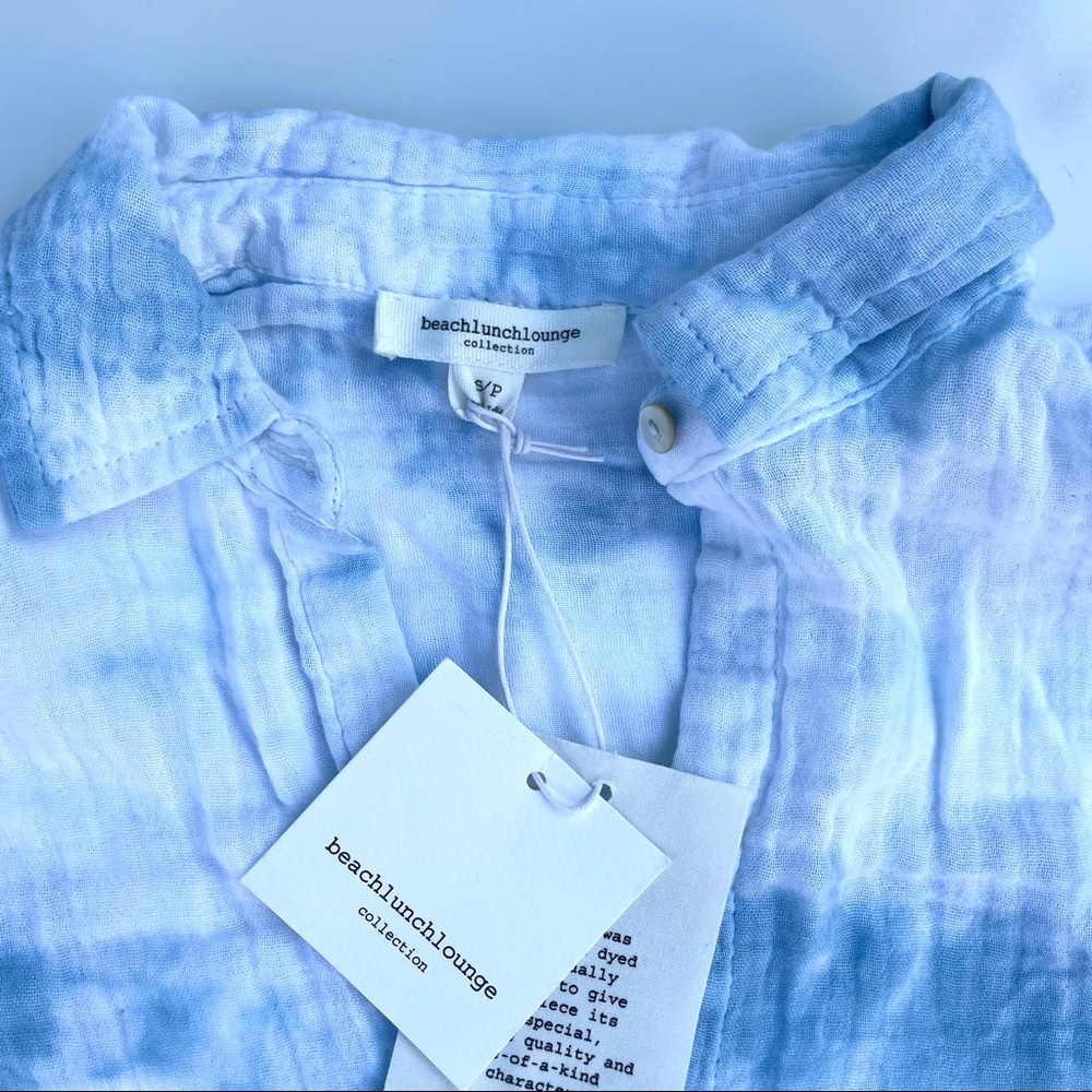 NWT BeachLunchLounge Blue and White Cloud Shirt, S - Picture 4 of 5